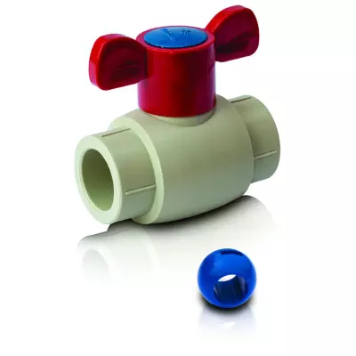 PPR Lodveida ventilis (PPSU lode) aukstam,  karstam ūdenim un apkurei, īss rokturis