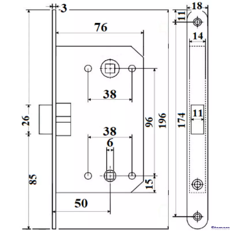 Slēdzene APECS 5300-P-WC bronza