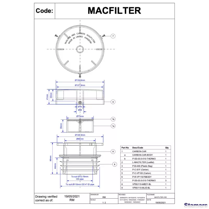 Divvirzienu aktīvētas ogles gaisa filtrs kanalizācijai āra uzstādīšanai