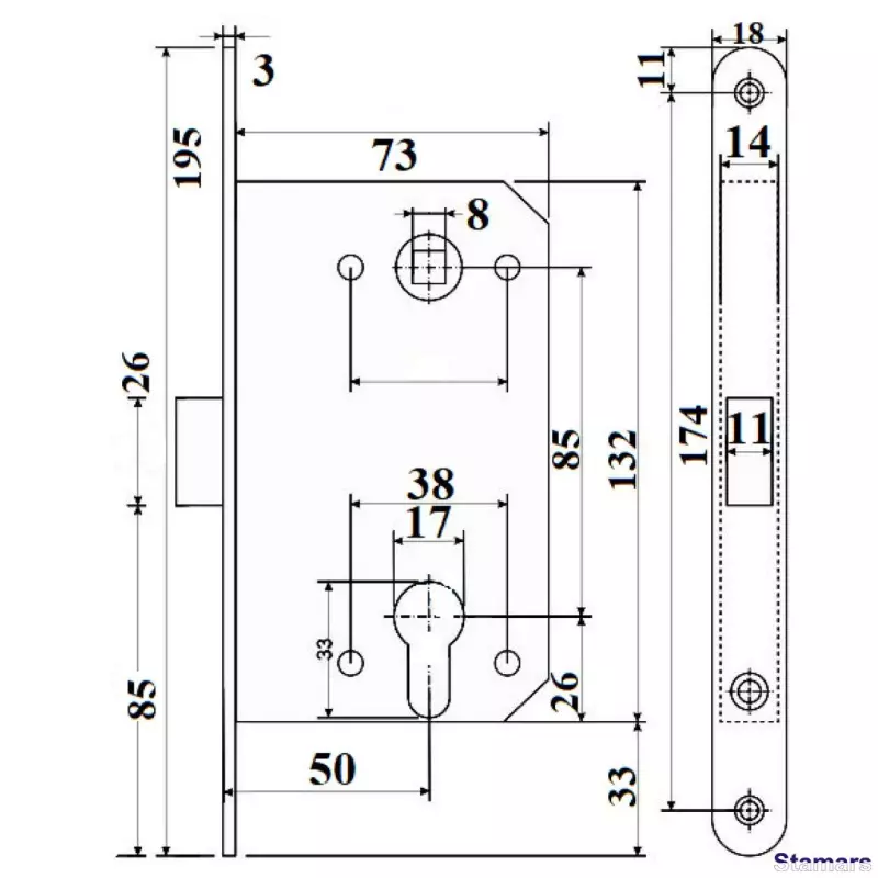Slēdzene magnētiskā APECS 5300-MC-PZ