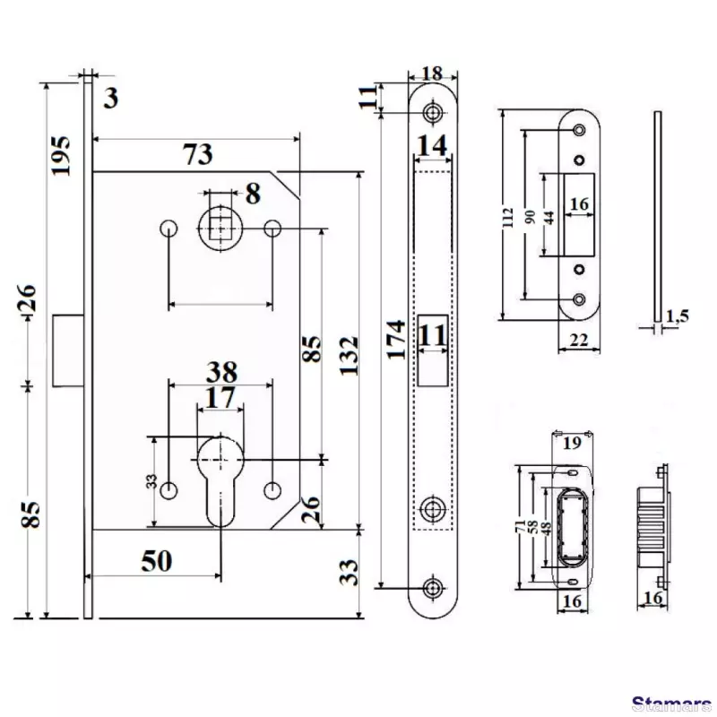 Slēdzene magnētiskā, bronza, APECS 5300-MC-PZ