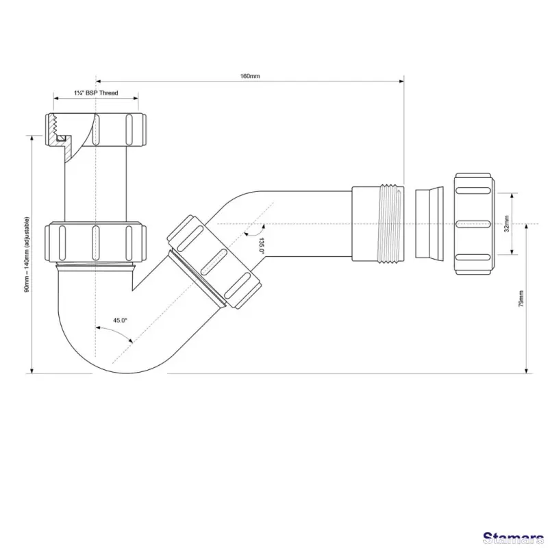 Sifons bidē cauruļveida Hc22