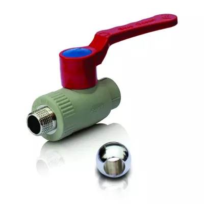 PPR Lodveida ventilis ĀV (misiņa lode) aukstam,  karstam ūdenim un apkurei, garš rokturis