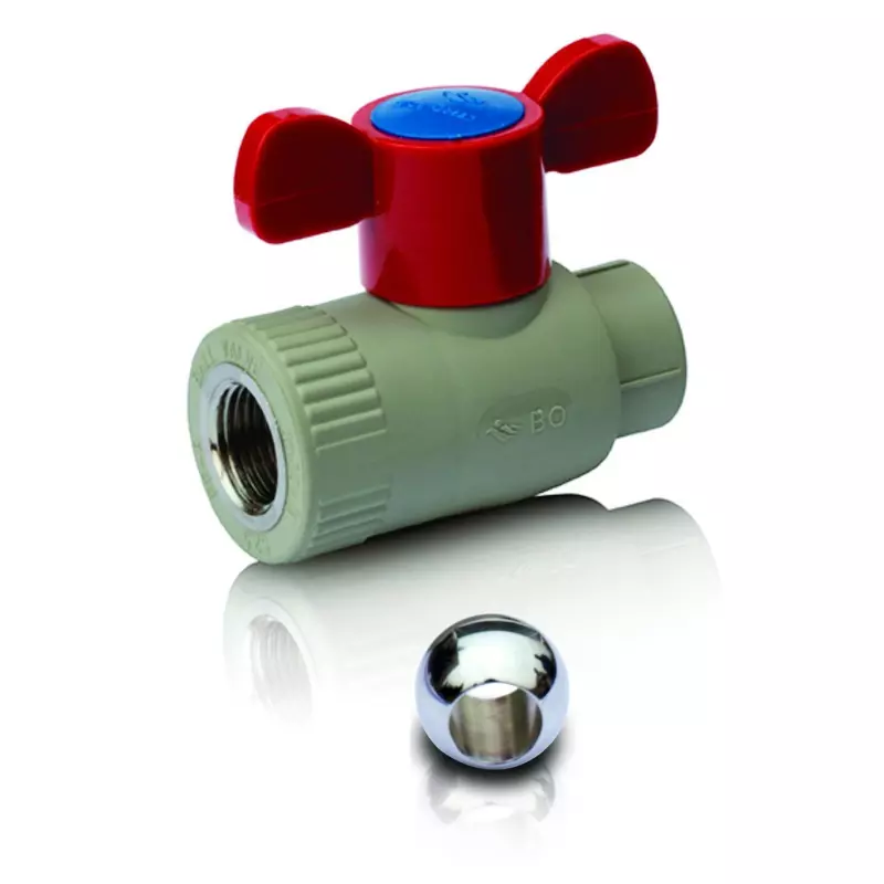 PPR Lodveida ventilis IV (misiņa lode) aukstam,  karstam ūdenim un apkurei, īss rokturis