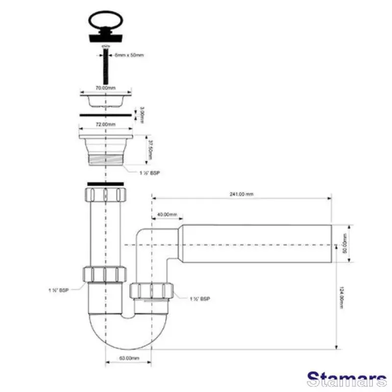 Sifons izlietnei ar papildus pieslēgumu