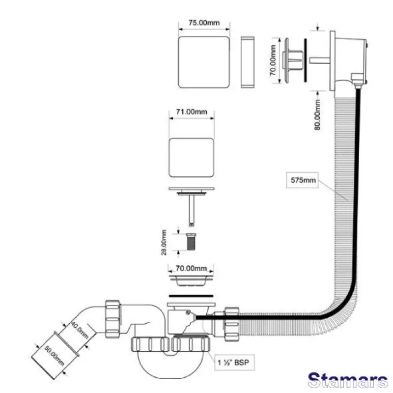 Sifons vannai ar pārplūdi  regulējams PREMIUM