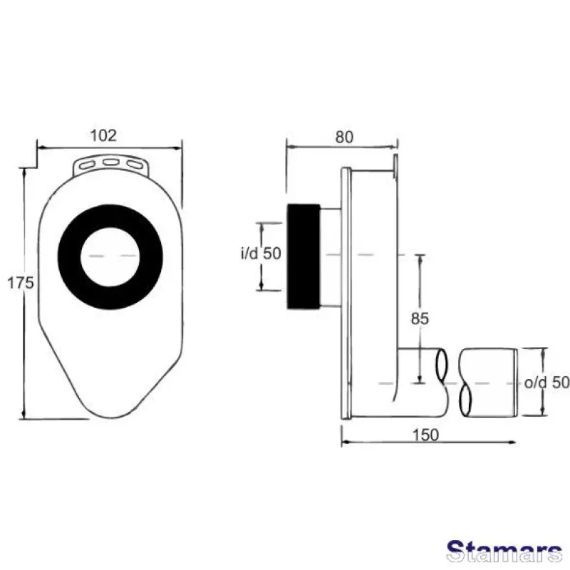 Sifons pisuāram horizontāls