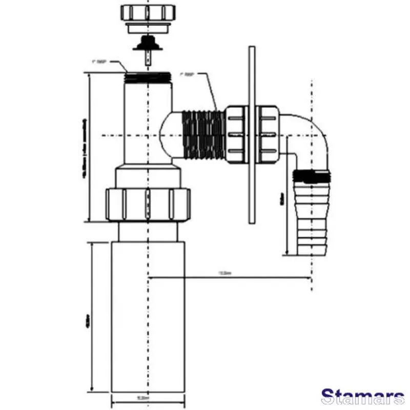 Sifons veļas mašīnai ar  pretvārstu, iebūvējams