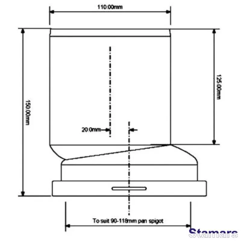 WC pieslēgums ar nobīdi 20mm