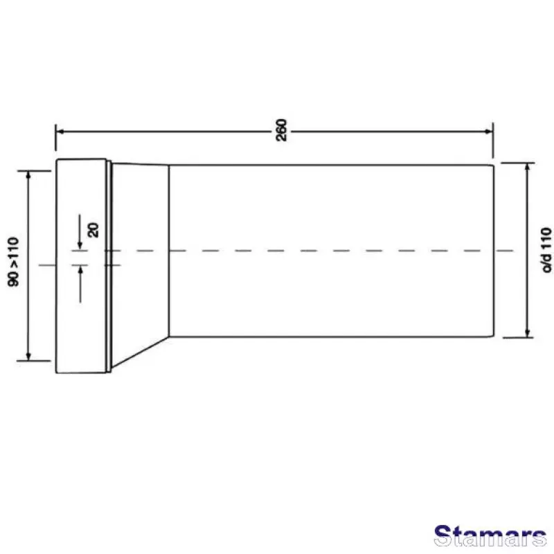 WC pieslēgums ar nobīdi 20mm