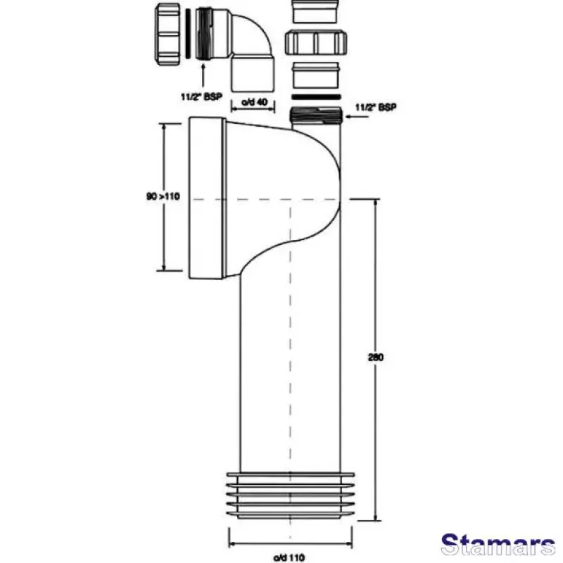 WC pieslēgums ar papildus  pieslēgumu 40mm
