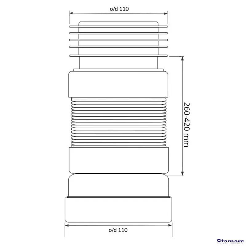 WC gofrēts pieslēgums ar  metāla apskavu