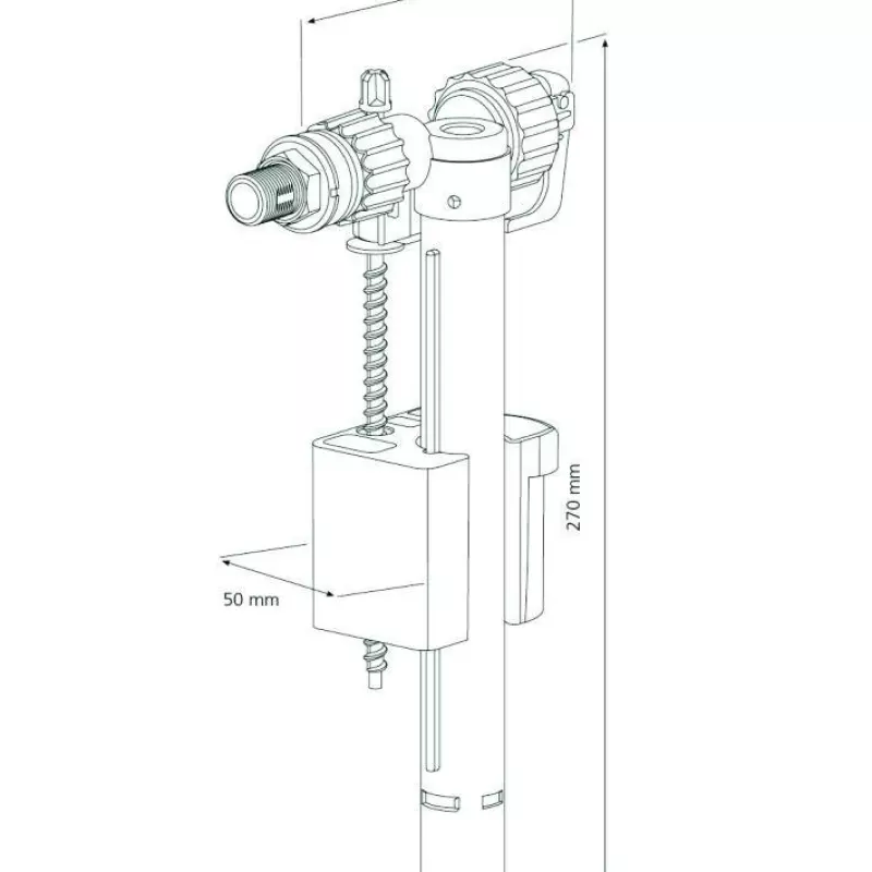 WC ieplūdes mehānisms, misiņa  vītne no sāna