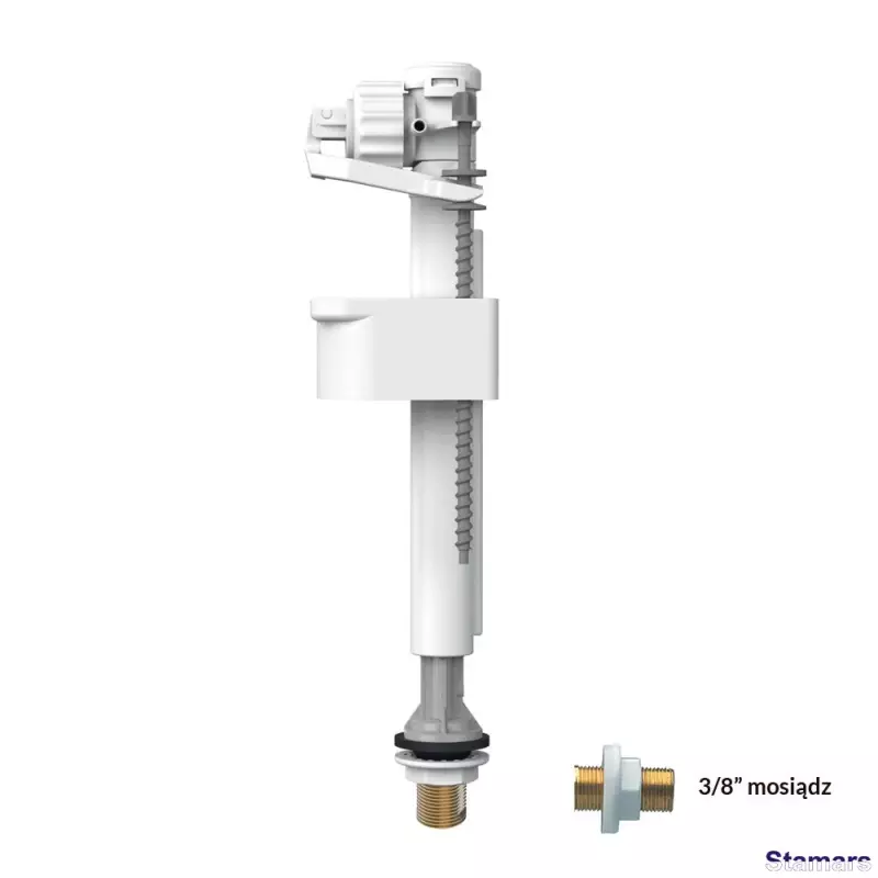 WC Ieplūdes mehānisms, misiņa vītne no apakšas