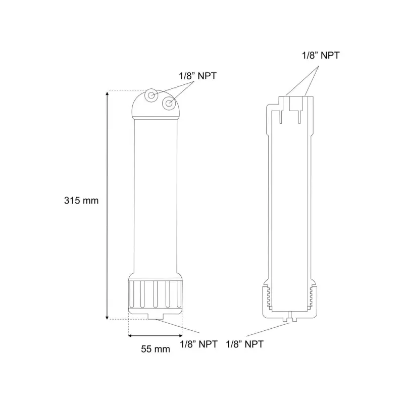 Ūdens filtru korpuss aukstajam ūdenim 2.5”x12” YT-25 sērijas Aquafilter