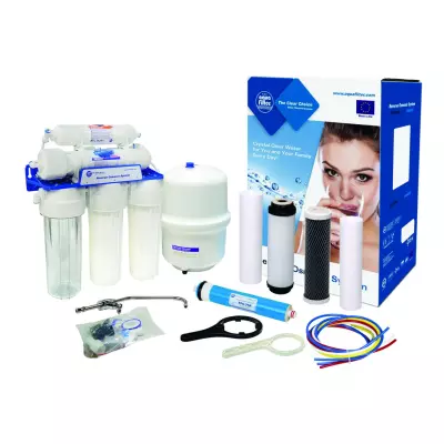 Piecu pakāpju reversās osmozes filtrācijas sistēma Aquafilter