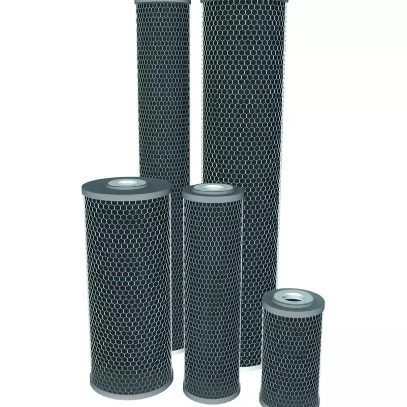 Ūdens filtru kokosriektsta čaulas un bitumiskās aktivētās ogles + speciālā iebēruma kārtridži FCCBL-S sērijas Aquafilter