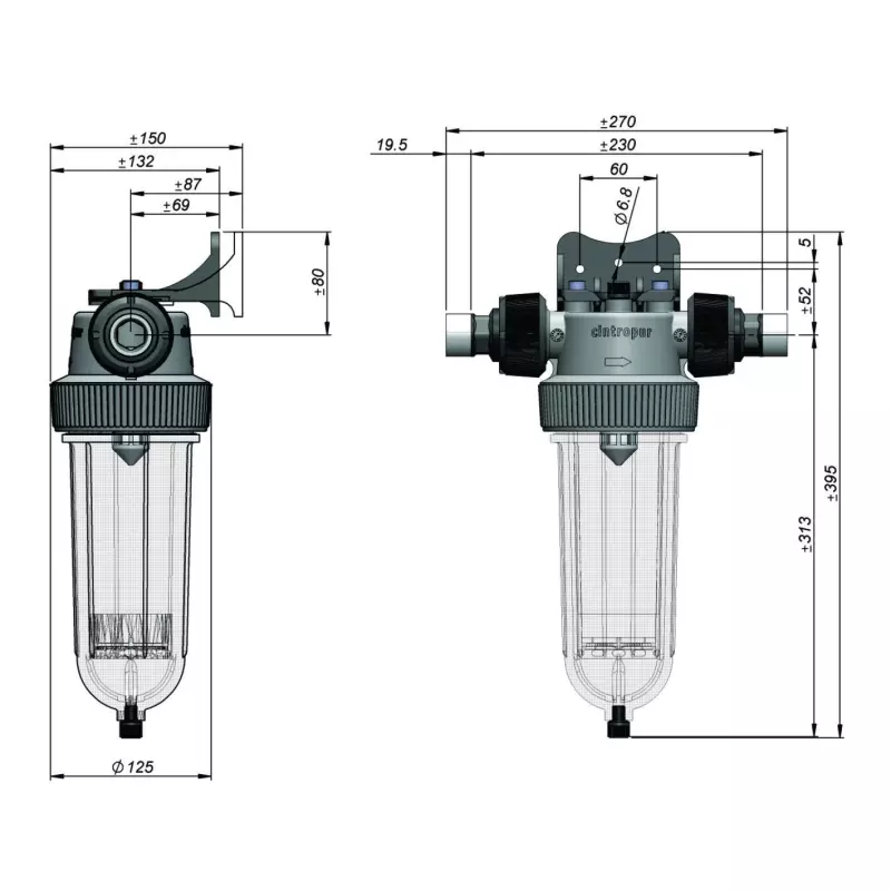 Ūdens filtrs ar atkārtoti uzpildāmu aktīvētas ogles kārtridžu Nw25 TE-CTN